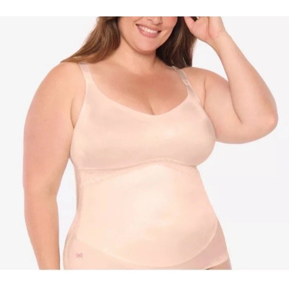 Ruby Ribbon Lace Cami Size 42 Tan Beige Support Shapewear 3024 Sculpting Cami - Picture 1 of 13